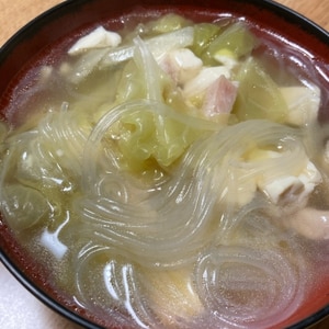 お豆腐と鶏ささみのあっさり春雨スープ♪